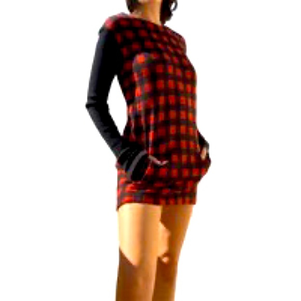 MAJE checkered wools mini dress